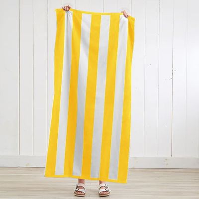  100% Cotton Striped pool Towel -90x180cm ,Yellow 