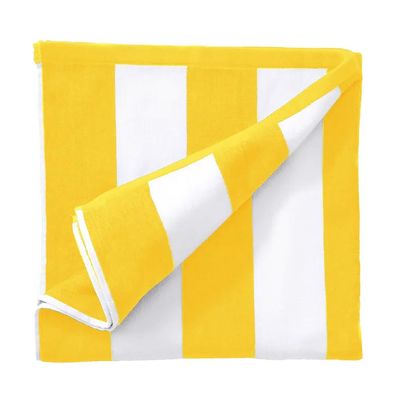  100% Cotton Striped pool Towel -90x180cm ,Yellow 