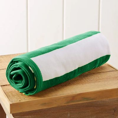  100% Cotton Striped pool Towel -90x180cm ,Green 