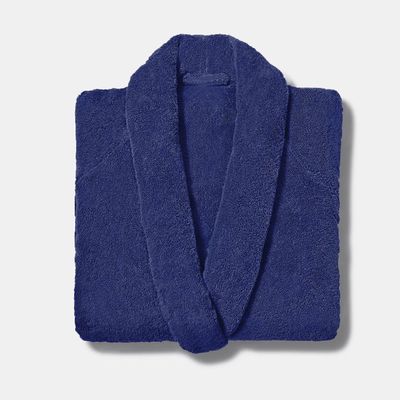  Cotton Home Bathrobe with Pockets Terry - Blue