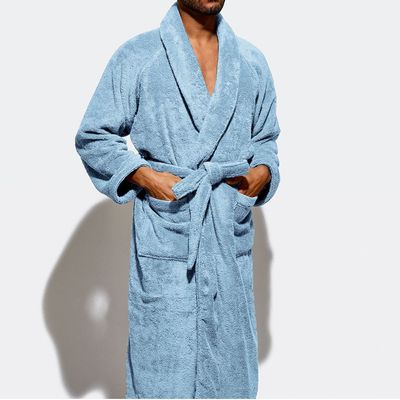  Cotton Home Bathrobe with Pockets Terry - Sky Blue