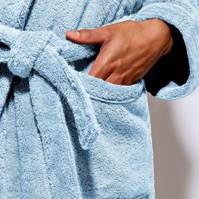  Cotton Home Bathrobe with Pockets Terry - Sky Blue