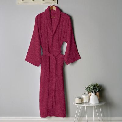  Cotton Home Bathrobe with Pockets Terry - Burgundy 