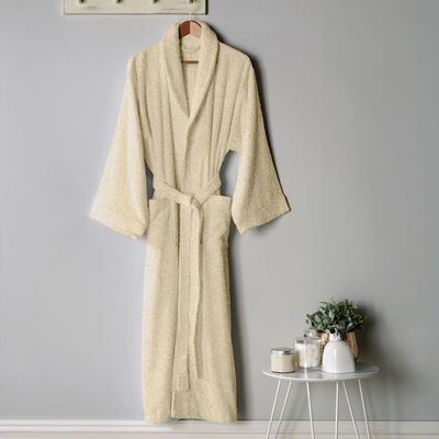  Cotton Home Bathrobe with Pockets Terry - Ivory
