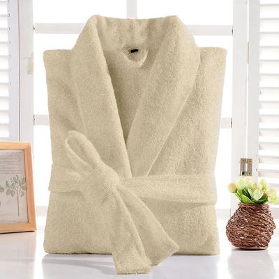 Cotton Home Bathrobe with Pockets Terry - Ivory