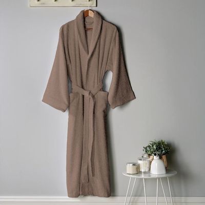  Cotton Home Bathrobe with Pockets Terry - Taupe 
