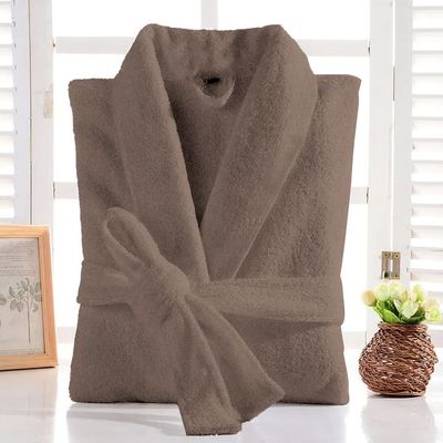  Cotton Home Bathrobe with Pockets Terry - Taupe 