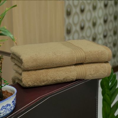  Cotton Home Bath Towel 2pc Set,70x140cm,100%Cotton,Camel