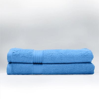  Cotton Home Bath Towel 2pc Set,70x140cm,100%Cotton, Light Blue 