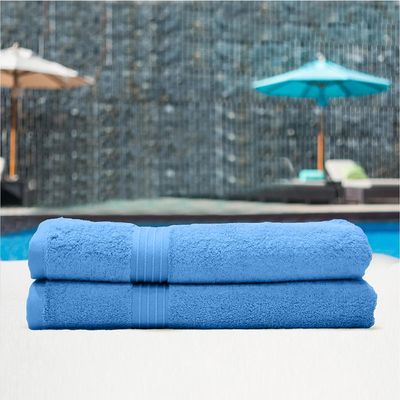  Cotton Home Bath Towel 2pc Set,70x140cm,100%Cotton, Light Blue 