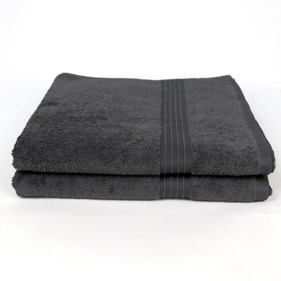  Cotton Home Bath Towel 2pc Set,70x140cm,100%Cotton , Charcaol