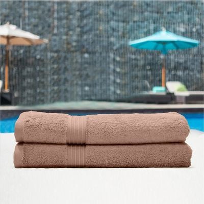  Cotton Home Bath Towel 2pc Set,70x140cm,100%Cotton Beige 