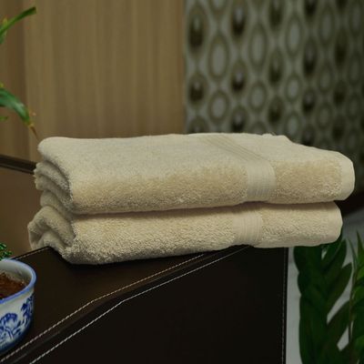  Cotton Home Bath Towel 2pc Set,70x140cm,100%Cotton Cream 