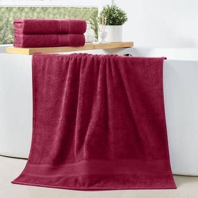  Cotton Home Bath Towel 2pc Set,70x140cm,100%Cotton Burgundy