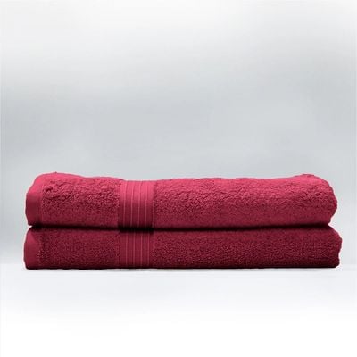  Cotton Home Bath Towel 2pc Set,70x140cm,100%Cotton Burgundy