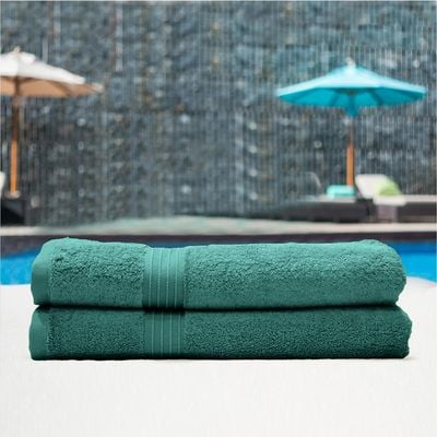 Buy Cotton Home Bath Towel 2pc Set 70x140cm 100 Cotton Dark Mint Online Danube Home UAE