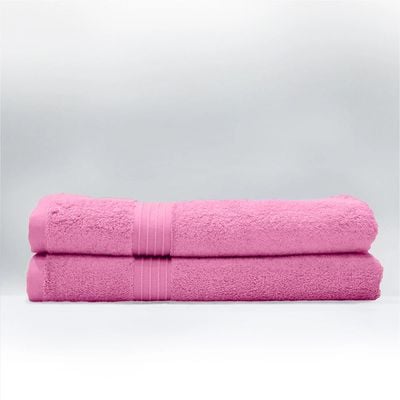  Cotton Home Bath Towel 2pc Set,70x140cm,100%Cotton Pink