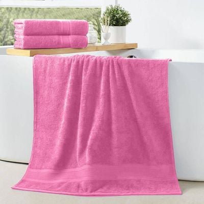  Cotton Home Bath Towel 2pc Set,70x140cm,100%Cotton Pink