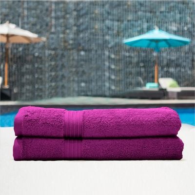  Cotton Home Bath Towel 2pc Set,70x140cm,100%Cotton Purple