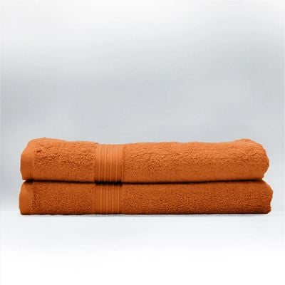  Cotton Home Bath Towel 2pc Set,70x140cm,100%Cotton Orange