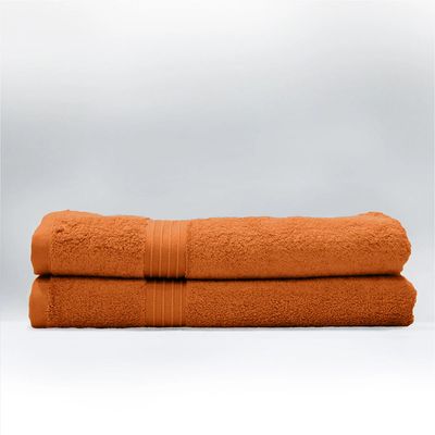  Cotton Home Bath Towel 2pc Set,70x140cm,100%Cotton Orange