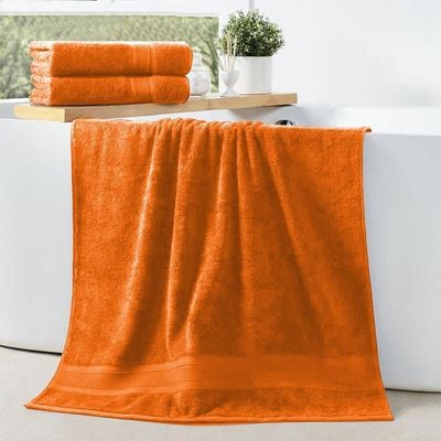  Cotton Home Bath Towel 2pc Set,70x140cm,100%Cotton Orange