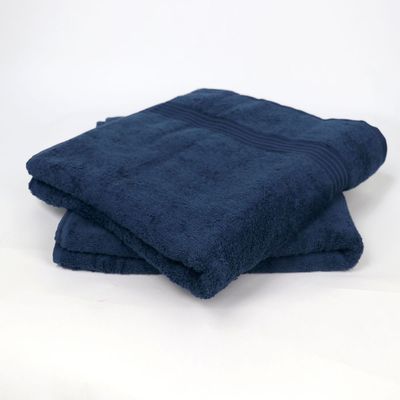 Cotton Home Bath Towel 2pc Set,70x140cm,100%Cotton Navy Blue 