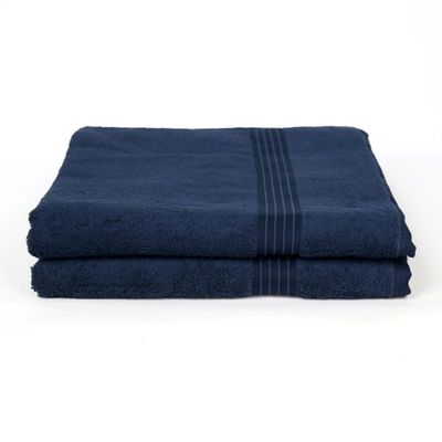 Cotton Home Bath Towel 2pc Set,70x140cm,100%Cotton Navy Blue 