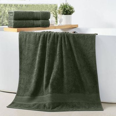  Cotton Home Bath Towel 2pc Set,70x140cm,100%Cotton Army Green 