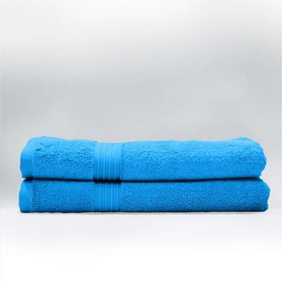  Cotton Home Bath Towel 2pc Set,70x140cm,100%Cotton T.Blue 