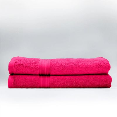  Cotton Home Bath Towel 2pc Set,70x140cm,100%Cotton F.Pink