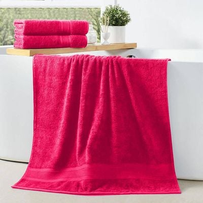  Cotton Home Bath Towel 2pc Set,70x140cm,100%Cotton F.Pink