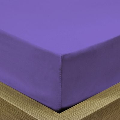 Cotton Home 3 Piece Fitted Sheet Set Super Soft Violet Single Size 90X200+20cm with 2 Pillow case