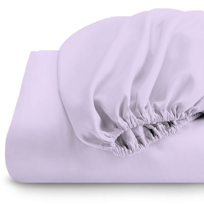 Cotton Home 3 Piece Fitted Sheet Set Super Soft Light Purple Single Size 90X200+20cm with 2 Pillow case