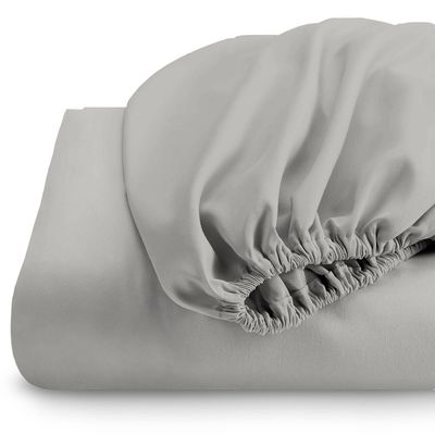 3 Piece Fitted Sheet Set Super Soft Grey Single Size 120X200+25cm with 2 Pillow case
