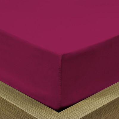 Cotton Home 3 Piece Fitted Sheet Set Super Soft Burgundy Queen Size 160X200+30 cmwith 2 Pillow case