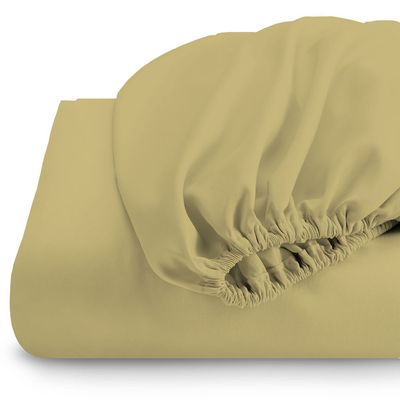 3 Piece Fitted Sheet Set Super Soft Mustard Queen Size 160X200+30 cmwith 2 Pillow case