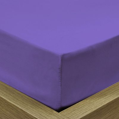 Cotton Home 3 Piece Fitted Sheet Set Super Soft Violet Queen Size 160X200+30 cmwith 2 Pillow case