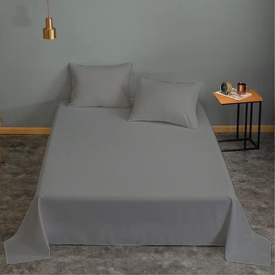 3 Piece Flat Sheet Set Super Soft Silver Single Size 160X220 cm with 2 Pillow case