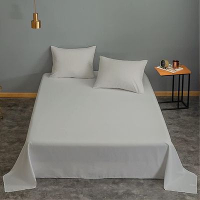 3 Piece Flat Sheet Set Super Soft Grey Single Size160X220 cm with 2 Pillow case