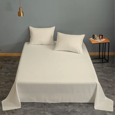 Cotton Home 3 Piece Flat Sheet Set Super Soft Ivory Single Size160X220 cm with 2 Pillow case