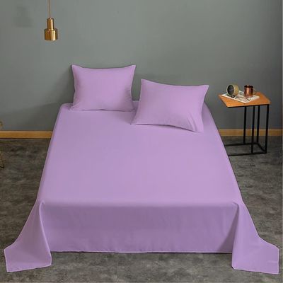 Cotton Home 3 Piece Flat Sheet Set Super Soft Light Purple Single Size160X220 cm with 2 Pillow case