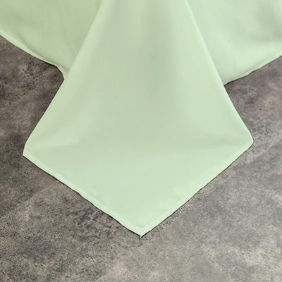 Cotton Home 3 Piece Flat Sheet Set Super Soft Mint Green Single Size160X220 cm with 2 Pillow case