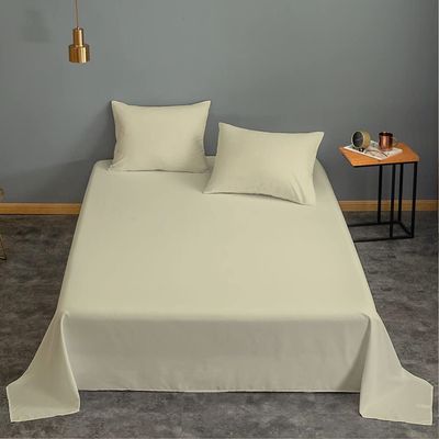 Cotton Home 3 Piece Flat Sheet Set Super Soft Beige King Size 220X240 cm with 2 Pillow case