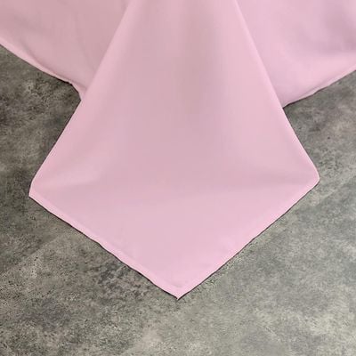 Cotton Home 3 Piece Flat Sheet Set Super Soft Pink Super King Size 240X260 cm with 2 Pillow case