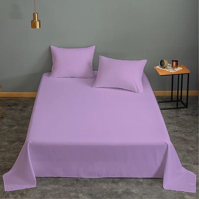 Cotton Home 3 Piece Flat Sheet Set Super Soft Light Purple Super King Size 240X260 cm with 2 Pillow case