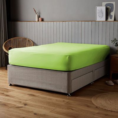 Cotton Home Fitted Sheet 100% Cotton 200X200+30cm - Celery