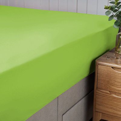 Cotton Home Fitted Sheet 100% Cotton 200X200+30cm - Celery