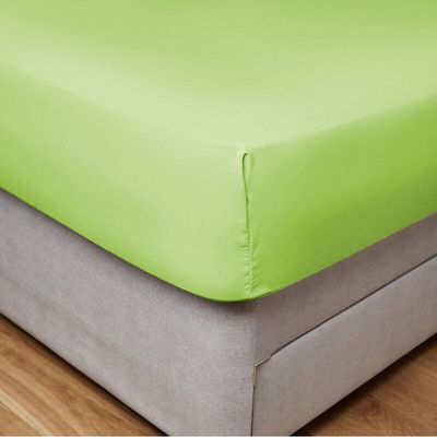 Cotton Home Fitted Sheet 100% Cotton 200X200+30cm - Celery