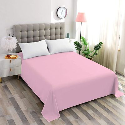 Cotton Home Flat Sheet 100% Cotton 200x240cm - Pink